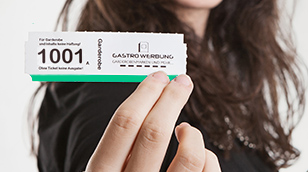 Garderobenmarke Ticket Abschnitt Gast Besucher Gastro Werbung Simbeck